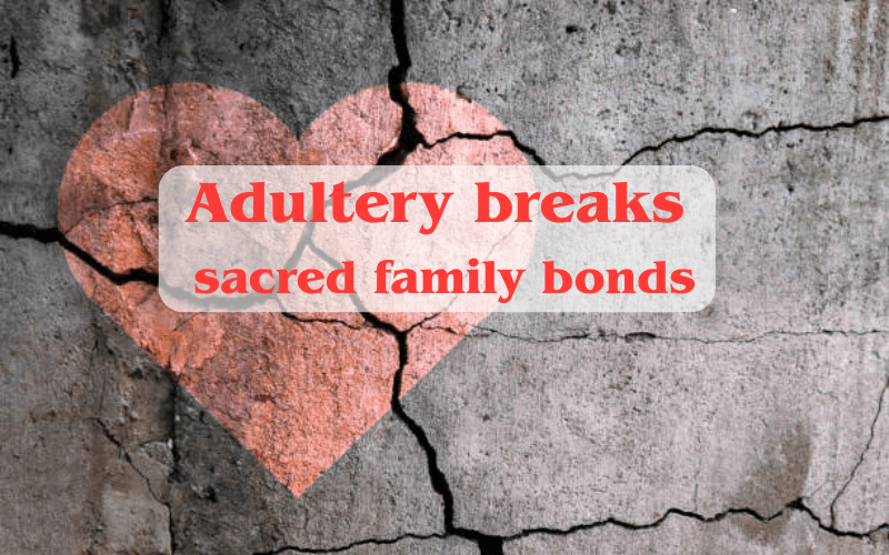 A cracked heart symbolizing how zina in Islam destroys sacred family bonds and weakens the foundation of marriage