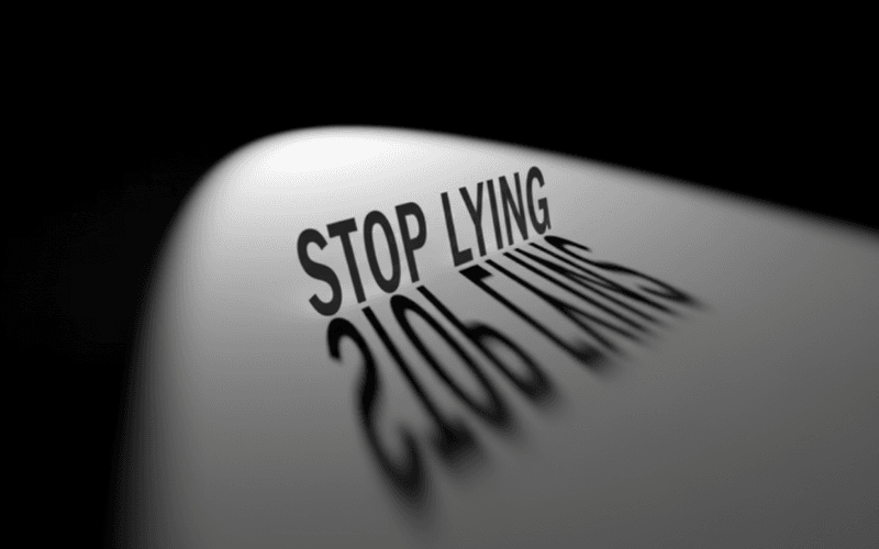 3D illustration with the phrase “Stop Lying” in bold ITC Benguiat font, symbolizing the prohibition of lying in Islam and the importance of truthfulness