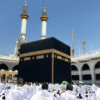 Pilgrims performing hajj rituals around the Kaaba in Mecca.